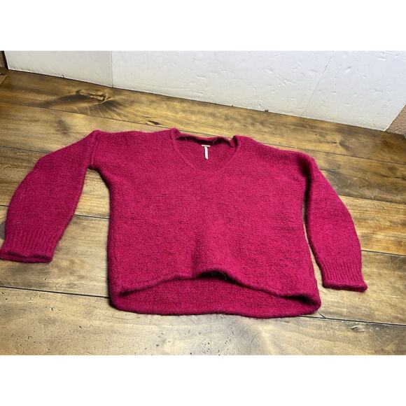 Free People Sweaters - Free People Theo Alpaca Blend V-Neck Sweater Fuchsia Size Medium